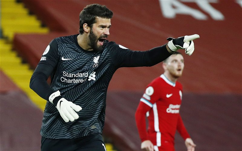 Image for Liverpool: Journalist provides injury update on Alisson Becker