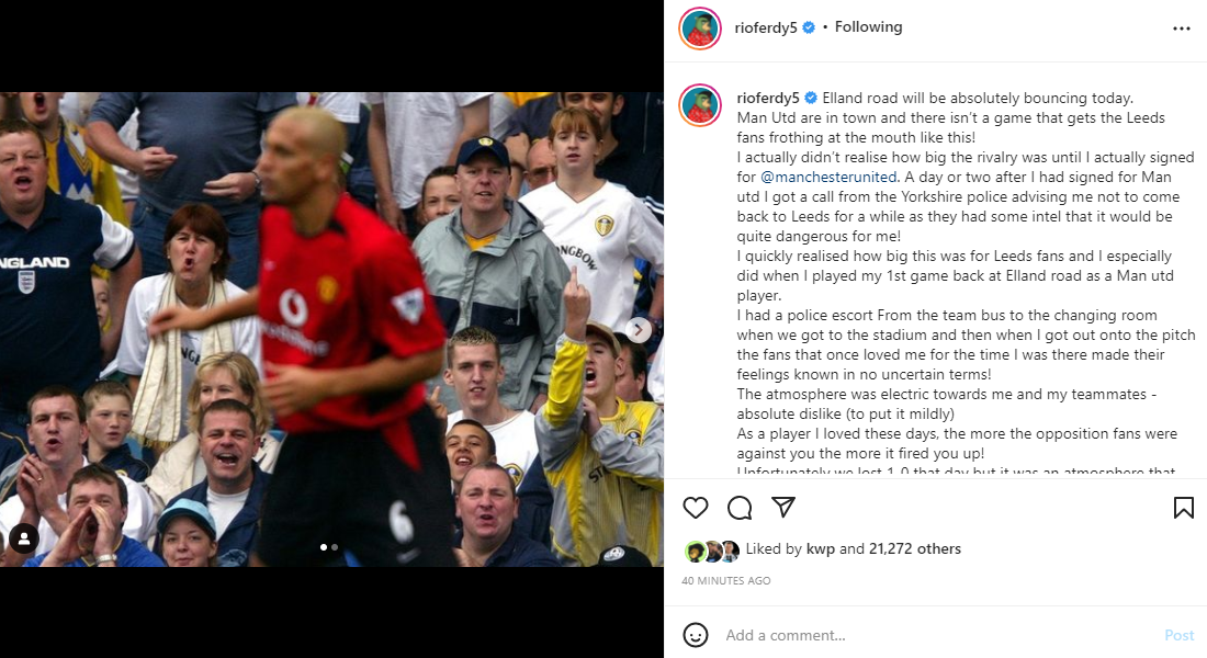 Leeds United Rio Ferdinand Sends Instagram Post Thisisfutbol Com