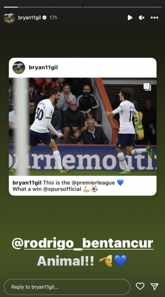 Gil praises Bentancur on Instagram 