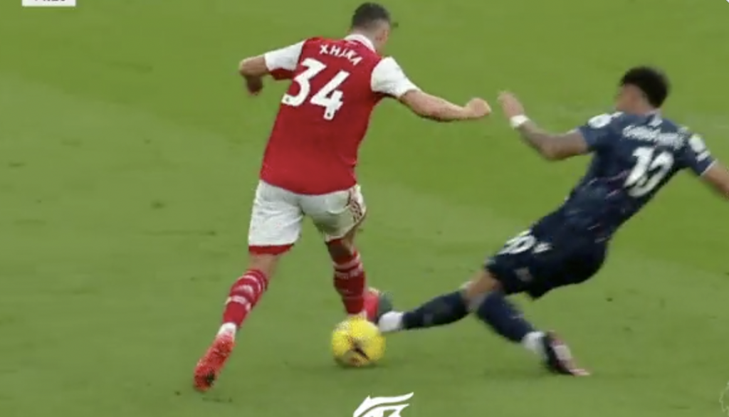 Xhaka fouled in possible red card