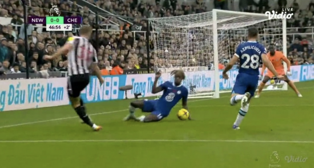 Referee Robert Jones denied Newcastle penalty after Trevoh Chalobah hand ball