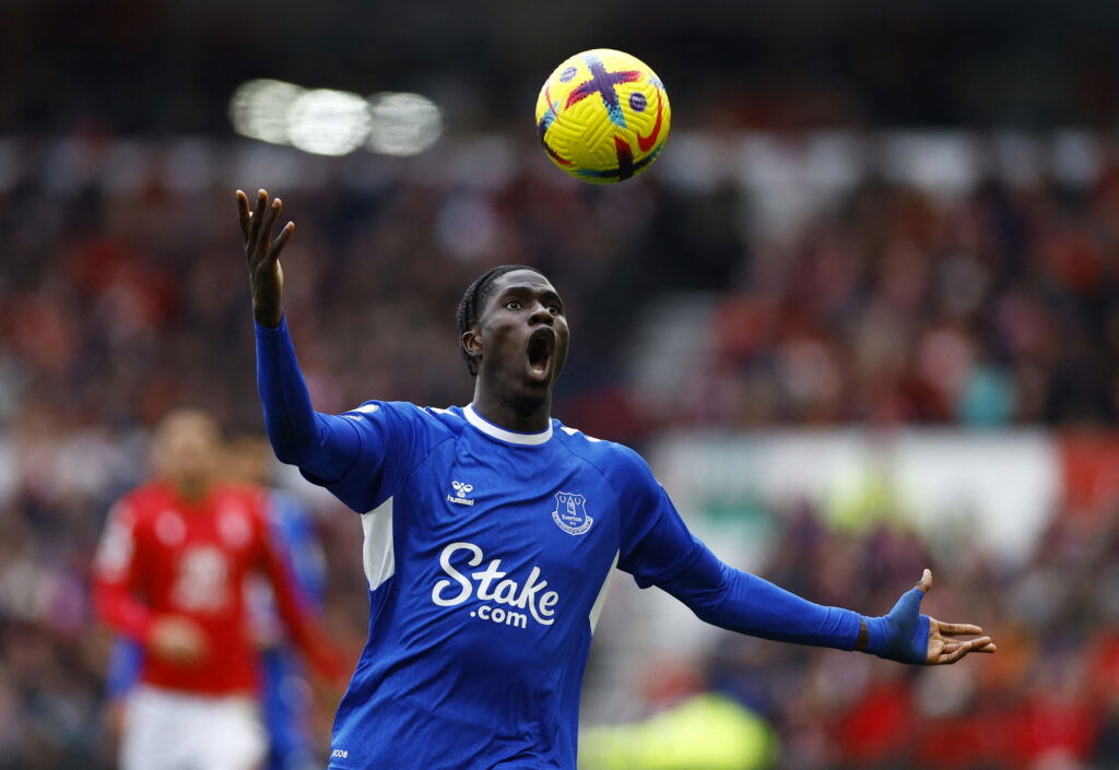  Everton's Amadou Onana reacts 