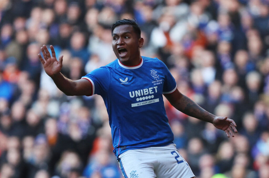 Rangers' Alfredo Morelos reacts