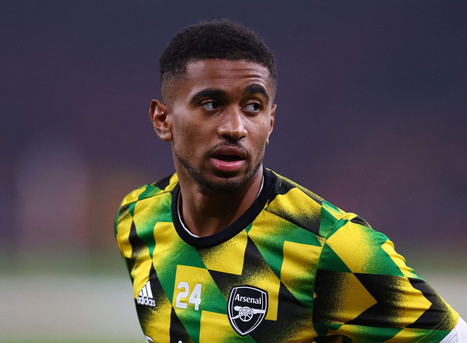 Arsenal's Reiss Nelson during the warm up before the match