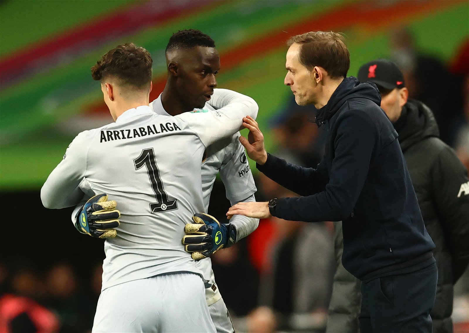 Chelsea's Kepa Arrizabalaga comes on as a substitute to replace Edouard Mendy