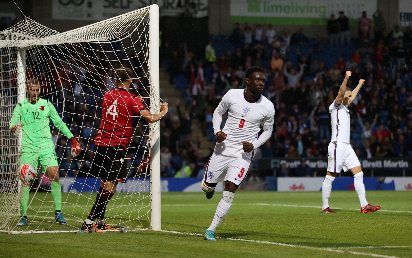 England's Folarin Balogun celebrates scoring their second goal