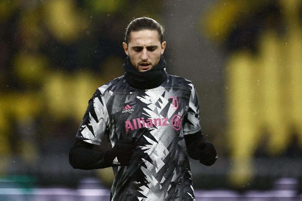 Juventus' Adrien Rabiot during the warm up before the match